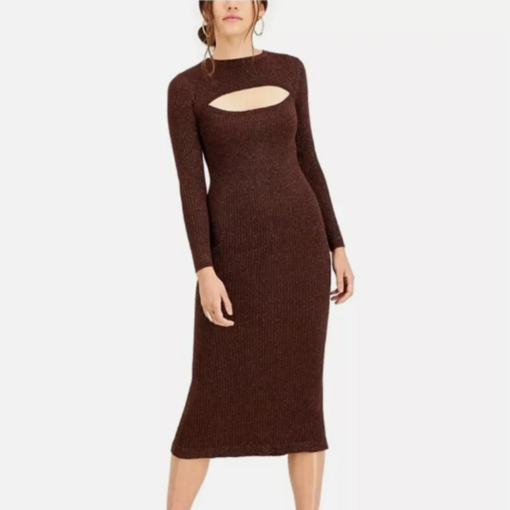 NWOT LUCY PARIS Carolyn Brown Glitter Fall Dress Small - Picture 1 of 5